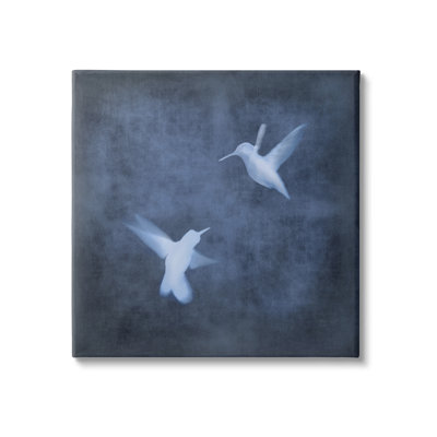 «Abstract Blue Hummingbirds Silhouettes» par Chris Donovan, impression sur toile tendue