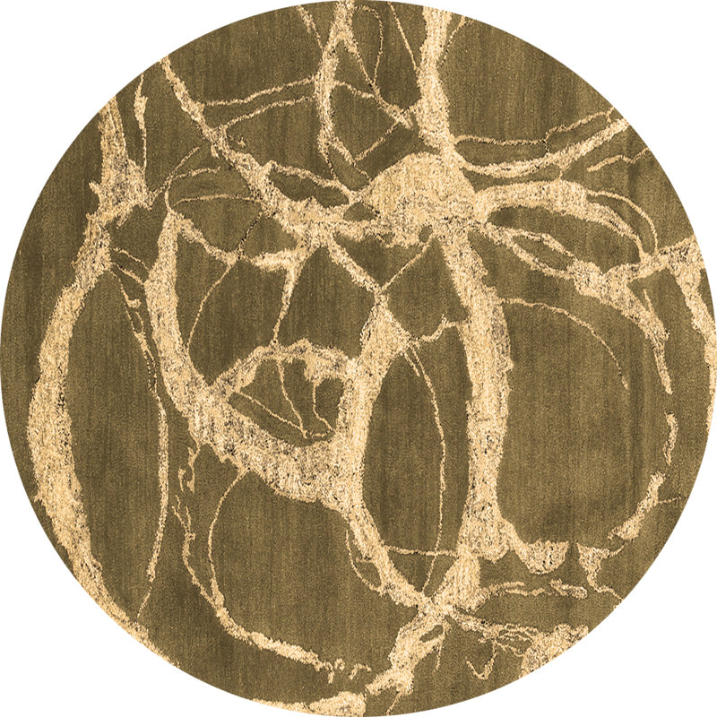 Washable Abstract Indoor Rug, Round 6'