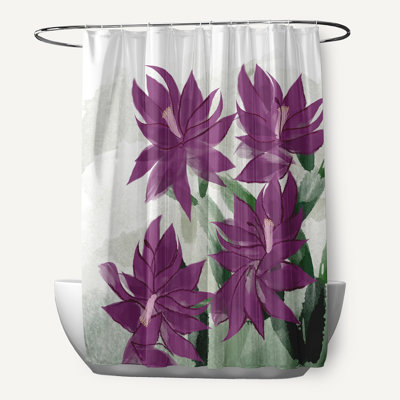 Christmas Cactus Floral Print Single Shower Curtain