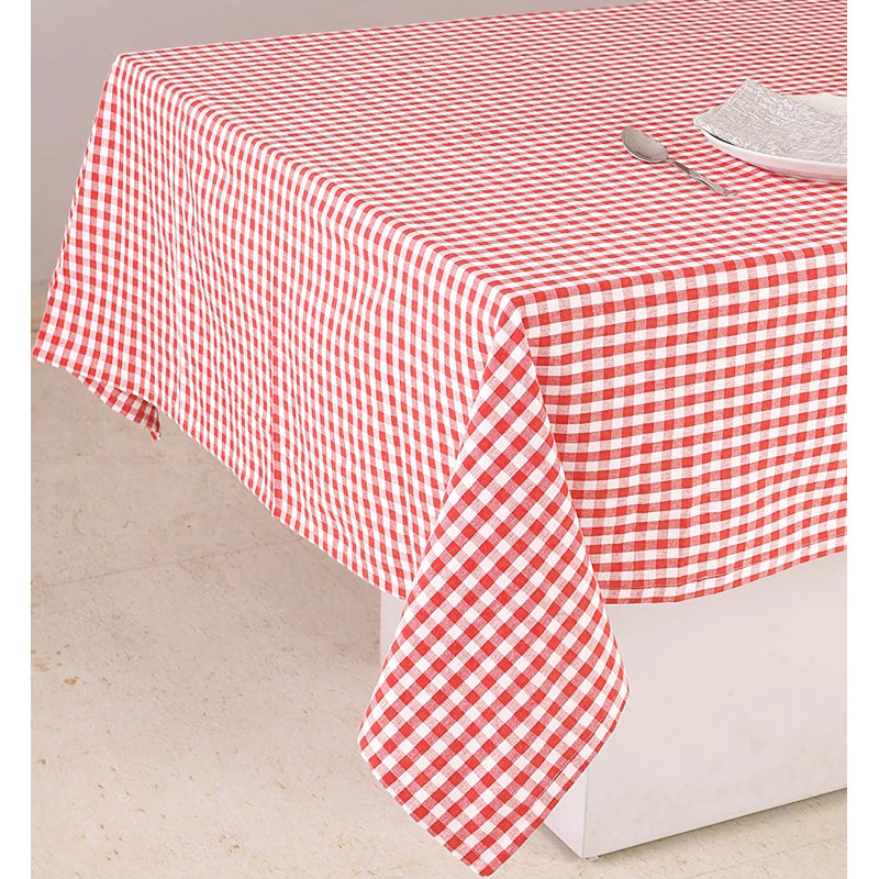 Mucklen Rectangle Plaid Polyester Dining Linens, Red