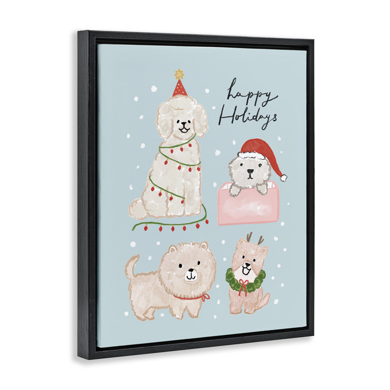«Winter Puppies Fluff Collection», art mural encadré sur toile flottante, design par Nina Muis Surface Design