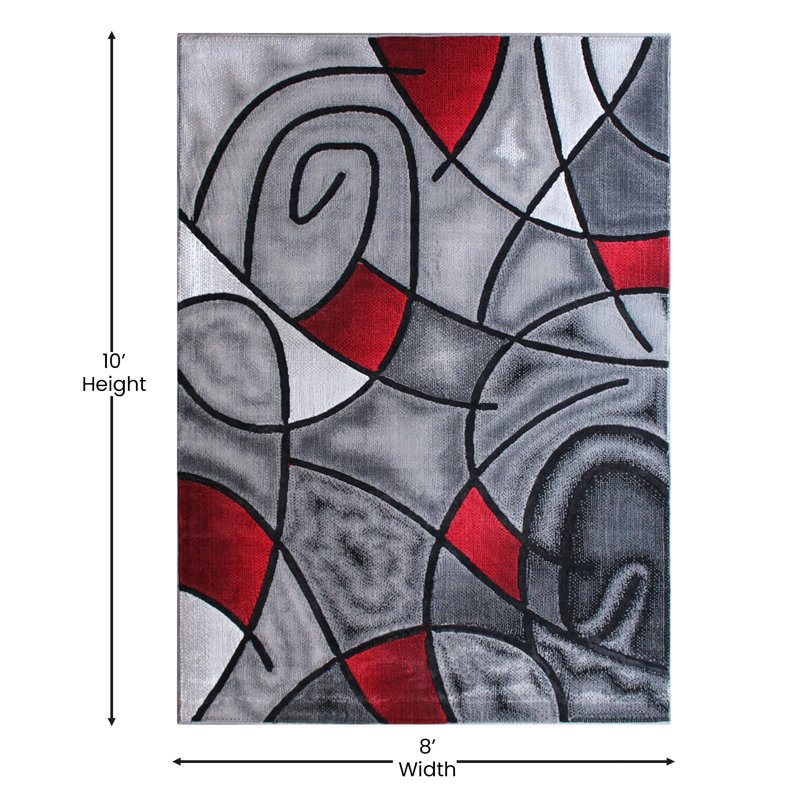 Sioar Modern Abstract Pattern Olefin Accent Area Rug, Rectangle 8' x 10'