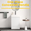 Meuble-lavabo sur pied moderne en velours blanc rayé, lavabo en céramique, 1 porte et tiroir de rangement, matériau E1, doux, ensemble avec tiroir, finition, quincaillerie