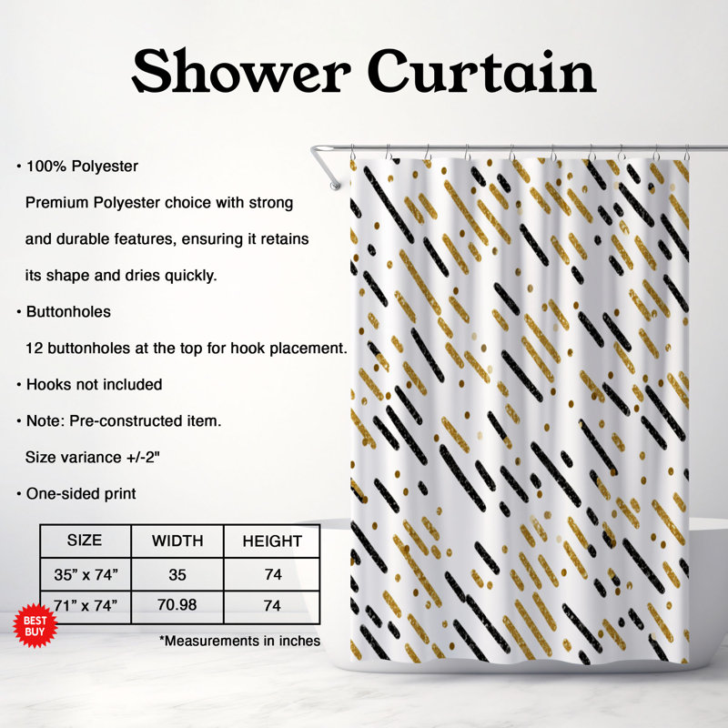 Gold Celebration - rideau de douche Premium 133, H 74 po x l 71 po