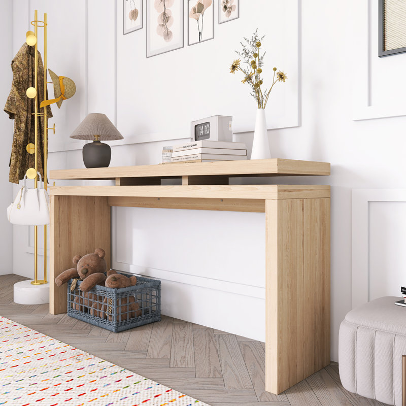 Console Antique Natural Farmhouse - Table d'entrée en bois rétro, Naturel