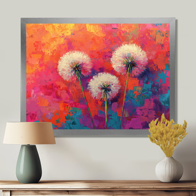 Neon Dandelion Burst In Bright Neon Pop Art II - art mural pissenlit pour le salon