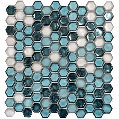 12" x 11" Glass Pebbles/Rocks Mosaic Wall & Floor Tile