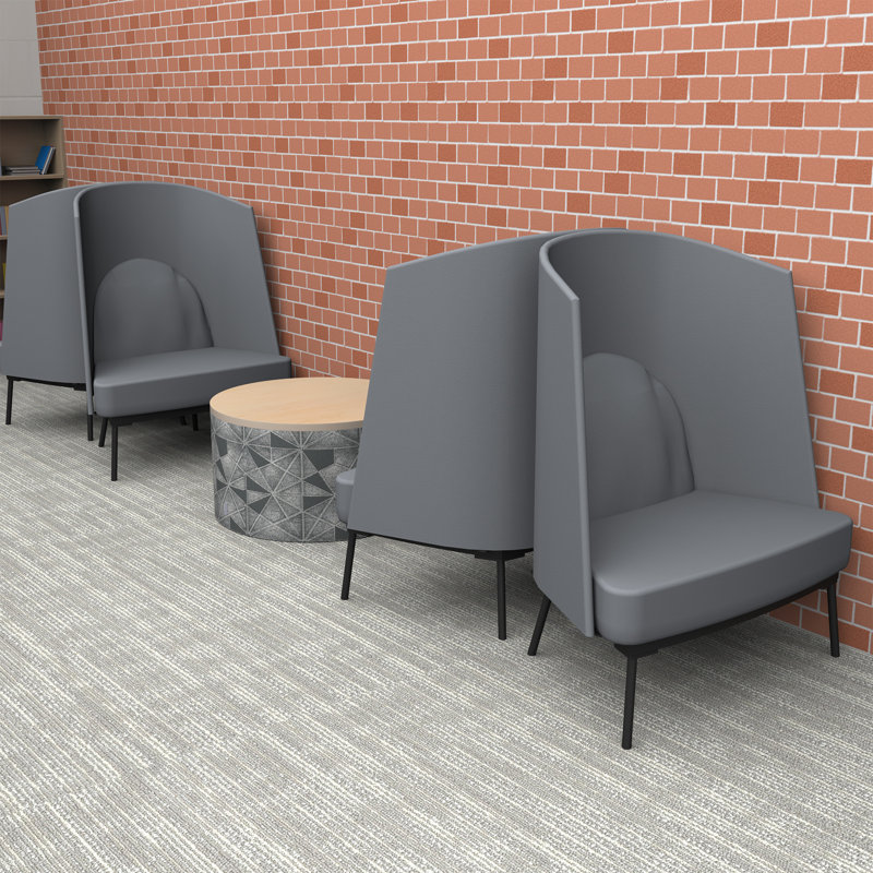 Wingback Semi-Private Lounge Study Pod Seating, Gray