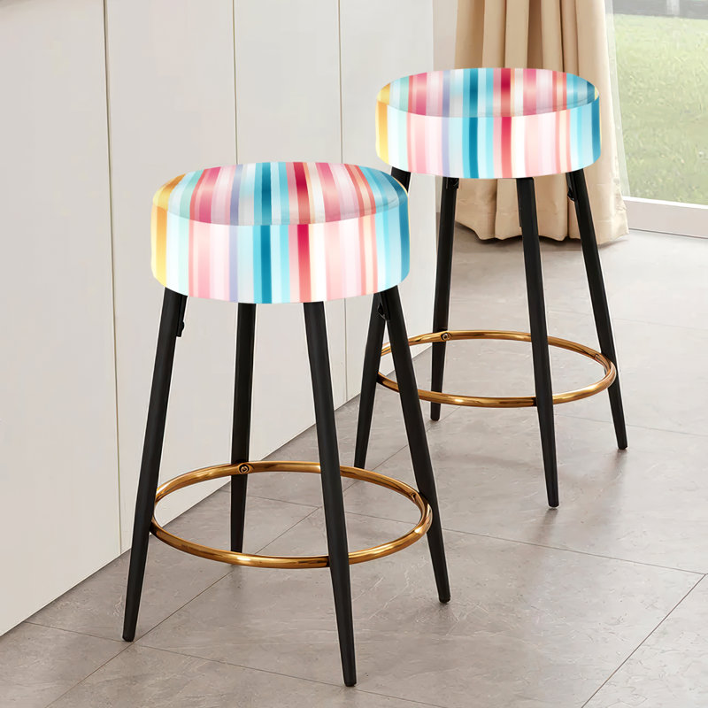 Ensemble de 2 tabourets rayés Rainbow