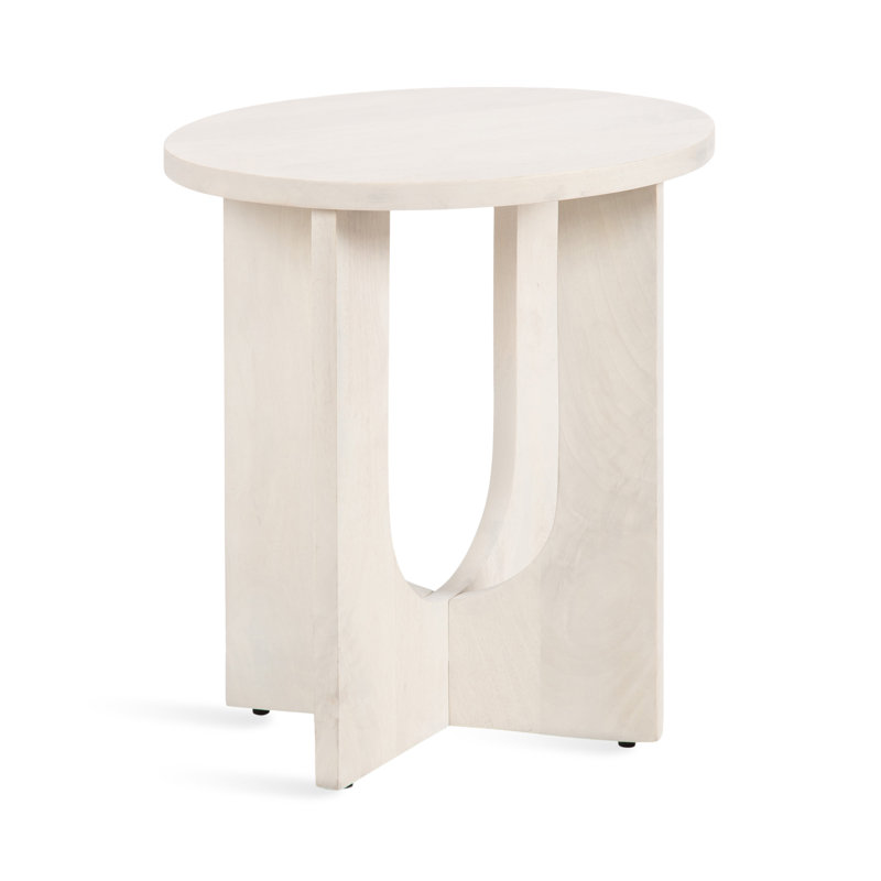 Wooden Oval Side Table, White