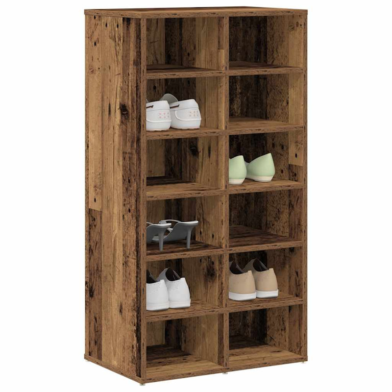 12 Pair Shoe Rack, Old Wood