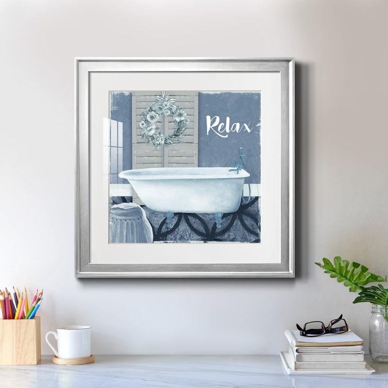 «Relax» - Cadre photo, reproduction d'art sur papier, H 22,5 po x l 22,5 po x P 1,5 po, Papier avec cadre argenté