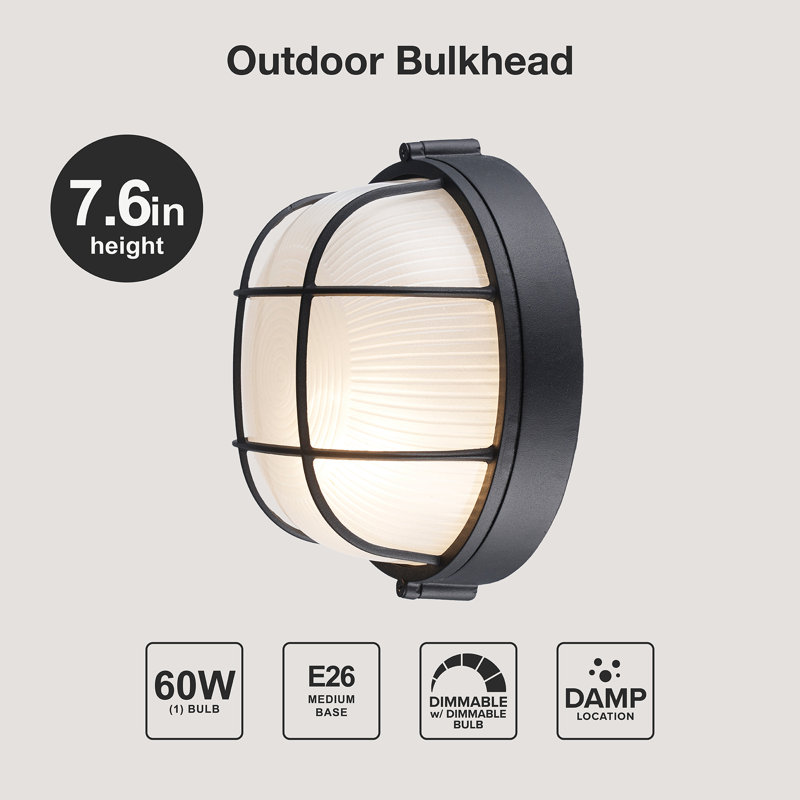 Luminaire à cloison d'extérieur Mindi, Noir, H 8 po x l 8 po