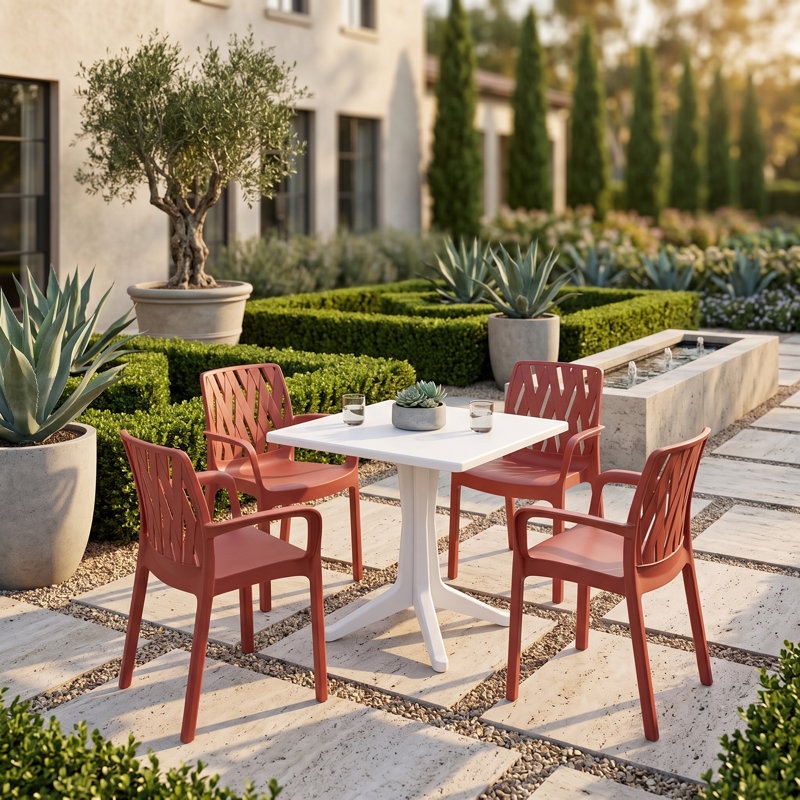Patio Dining Set with, White