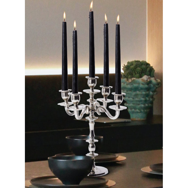 14'' H Aluminum Tabletop Candelabra, Nickel