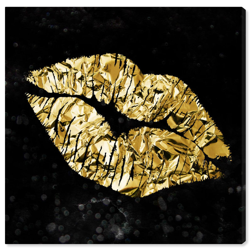 «Gold and Black Kiss», impression sur toile, H 24 po x l 24 po