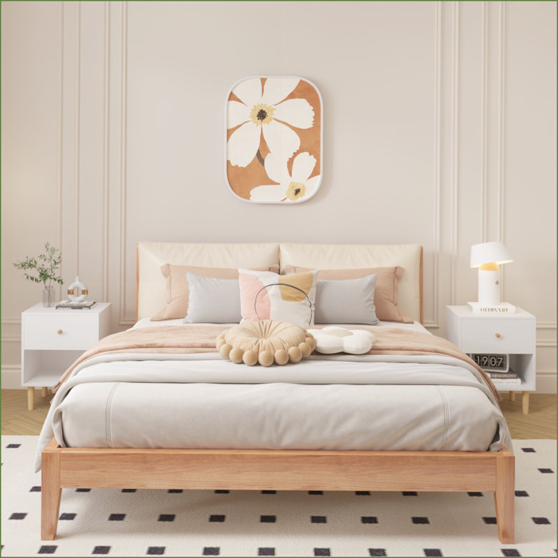 Table de chevet blanche en bois 23,22 po avec 1 tiroir et 1 tablette