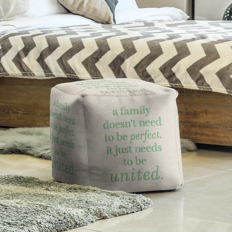 Upholstered Ottoman, White/Green