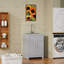 Meuble-lavabo de 24 pouces avec lavabo en acier inoxydable et armoire à lessive grise, résistant à l'humidité et durable