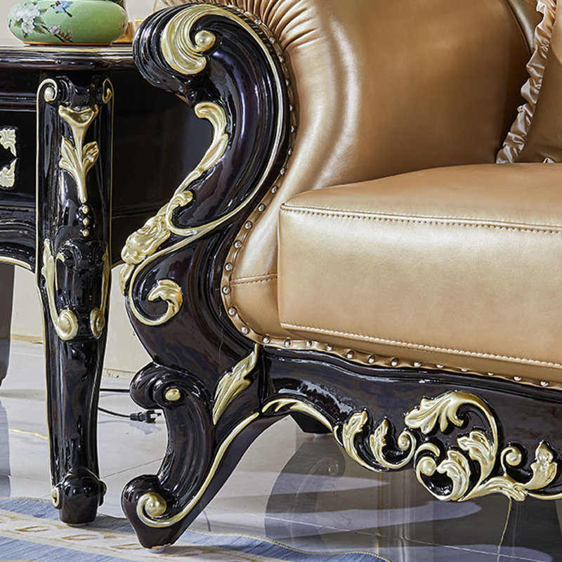 Fauteuil en cuir véritable capitonné European Luxury Villa
