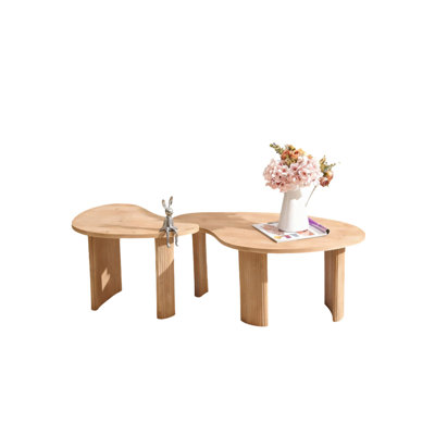 Retro Burlywood Solid Wood Free form Coffee Table Sets