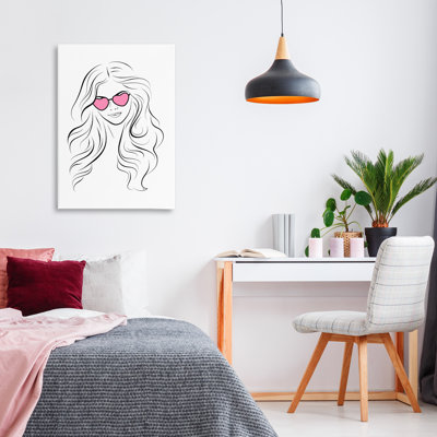 Leila Pink Heart Sunglasses Canvas, design by Martina Pavlova