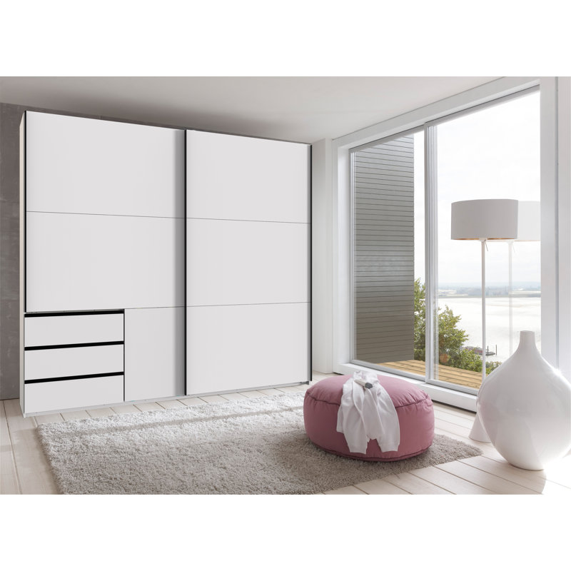 Guardino 2 Door Wardrobe, White, 236cm H x 250cm W x 65cm D