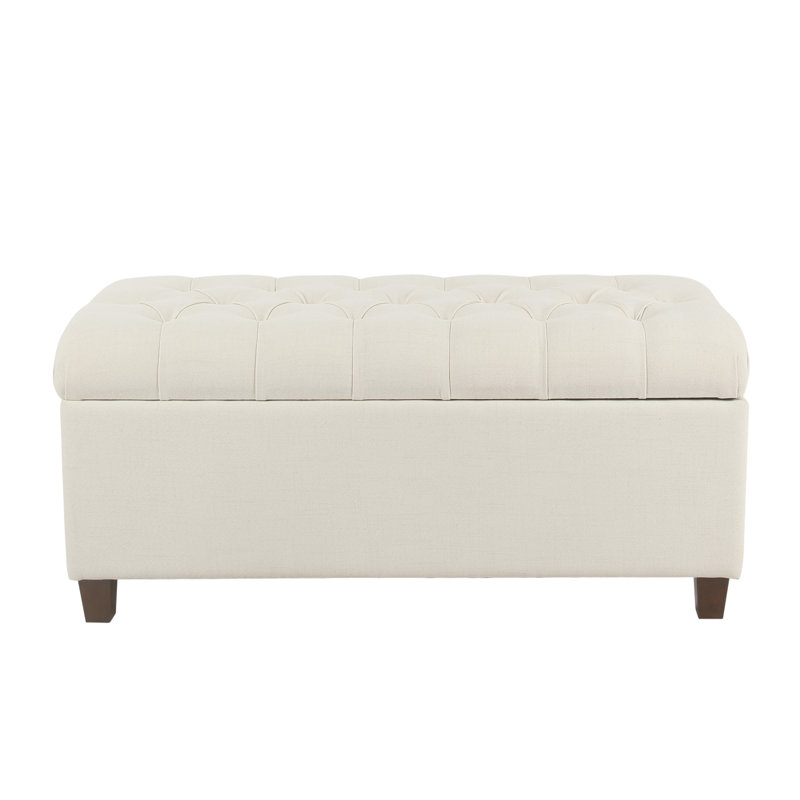 Allessandra Upholstered Storage Bench, Textured Cream Solid