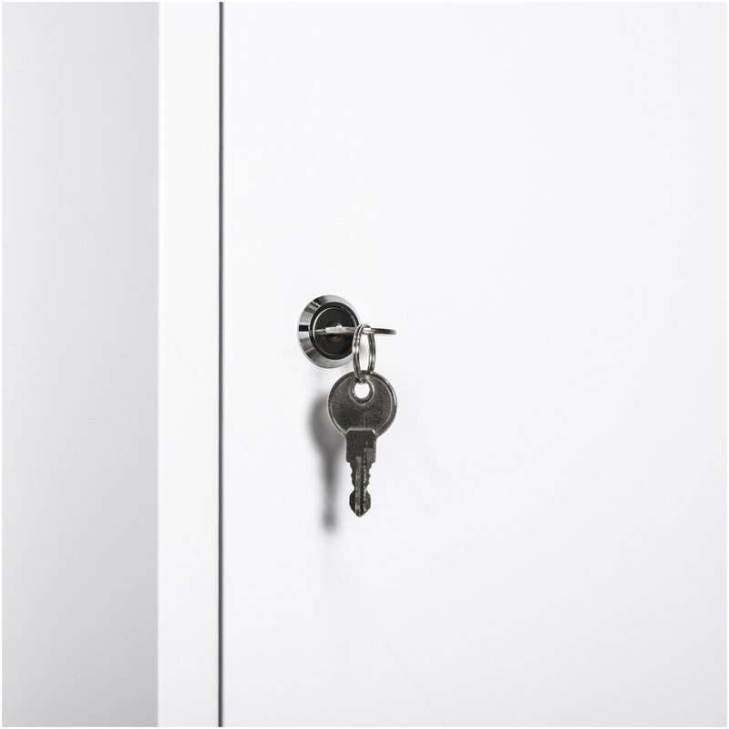 Armoire à pharmacie murale Kleankin à 3 niveaux pour la salle de bain, verrouillable avec 2 clés, blanc