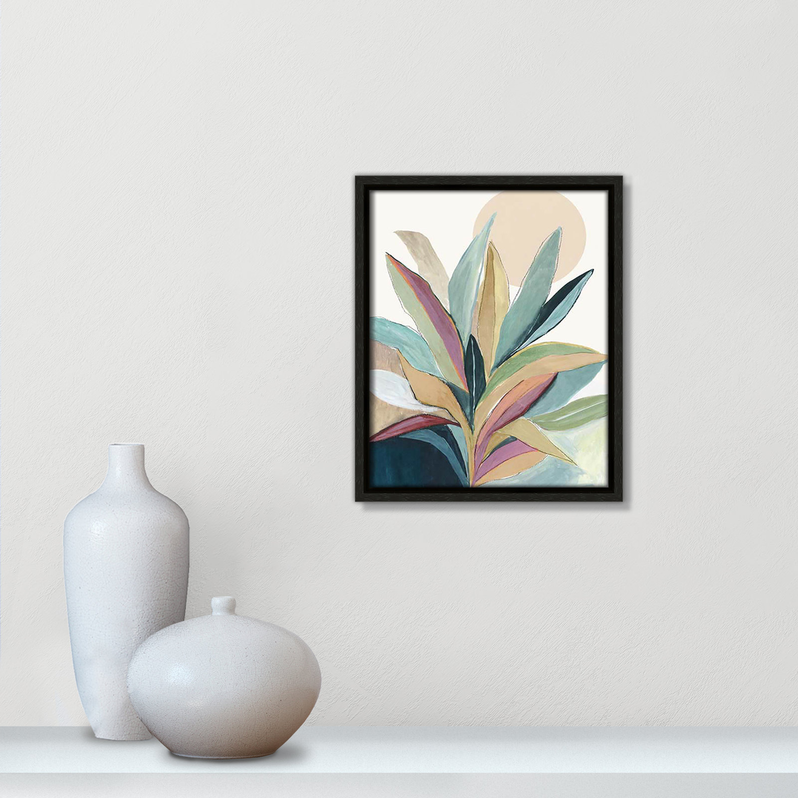 Sherbrooke Sunny Bright Leaves I by Asia Jensen Print, No Mat, Espresso Floater Framed, 11.5" H x 9.5" W x 2" D