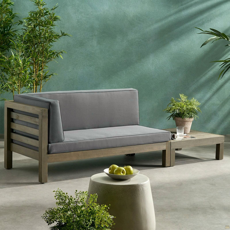Left Corner Bench And Coffee Table, Gris foncé