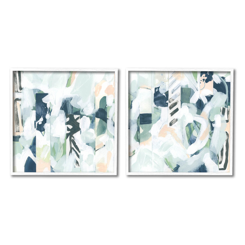 «Modern Modern Mixed Pattern Arrangement» par June Erica Vess - Ensemble de 2 peintures sur bois