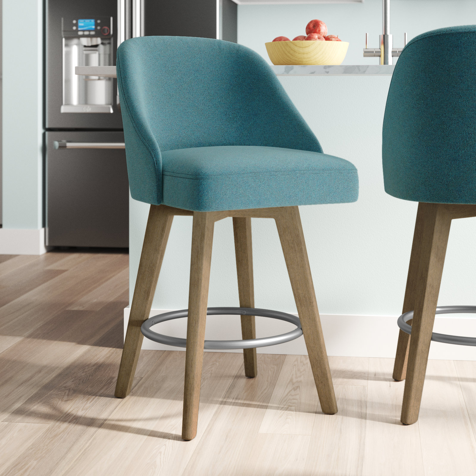 Pearce Swivel Stool, Counter Stool (25.75” Seat Height), Blue, 2
