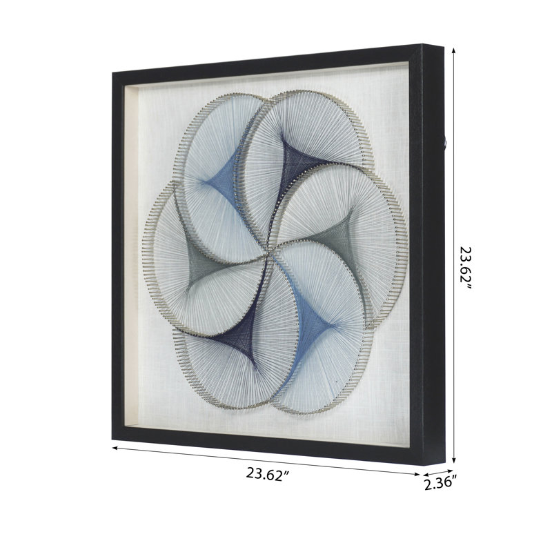 Abstract Blue String Art Shadow Box Wall Decor