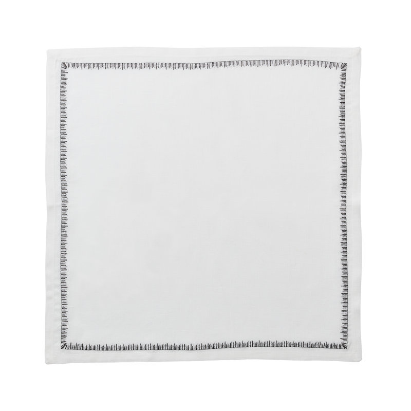 Filament 21" Linen Napkin, White/Silver/Gunmetal