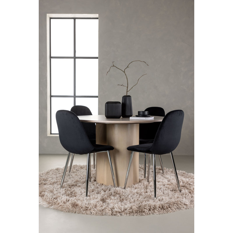 Okeefe 4 - Person Dining Set, Black, Black, White