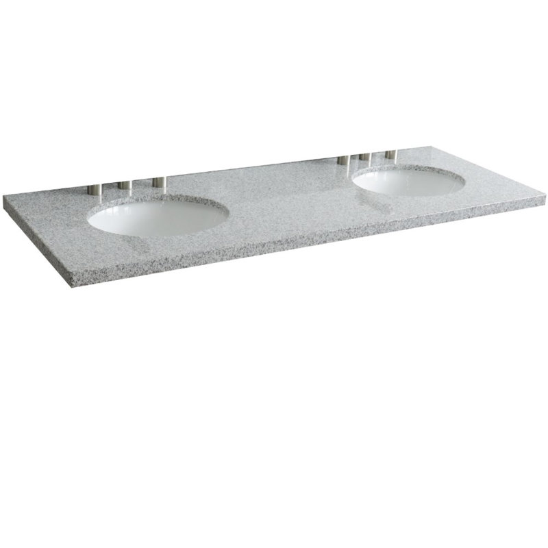 Plateau de meuble-lavabo double 65 po gris avec lavabo