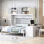 Grand lit escamotable mural avec bureau, tablettes de rangement et grandes armoires pour une utilisation polyvalente et peu encombrante-275115761