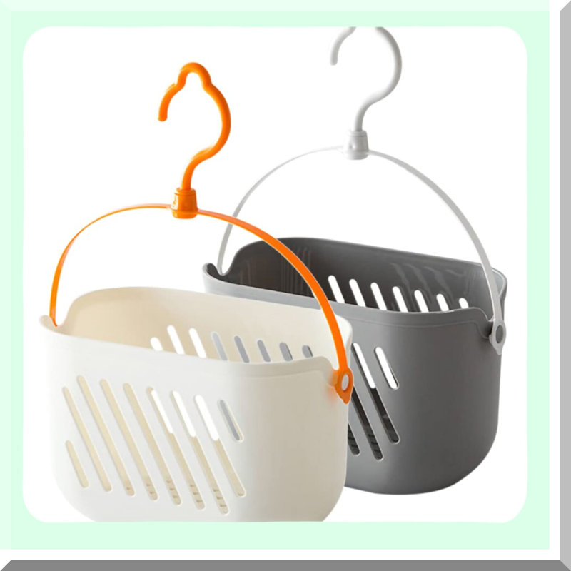 VersaCaddy Duo: Hanging Shower & Kitchen Organizer Basket Set, White
