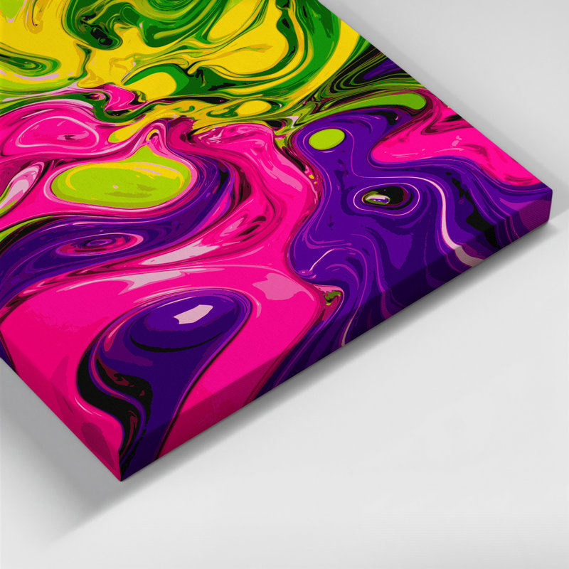 Abstrait art fluide sur toile verte 48, H 18 po x l 12 po