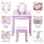 Girls Vanity Set with Mirror & Stool - Wooden Makeup Table for, Adjustable Dress-Up Playset with Storage, Birthday Gift for Girls 4-9