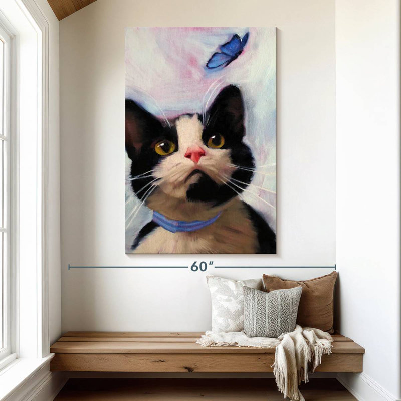 Brampt Cat And Butterfly, 51" H x 34" W