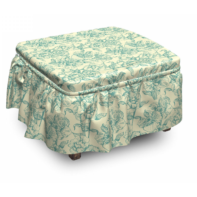 Ensemble de housse pour repose-pieds coussin de boîte 2 pièces botanique