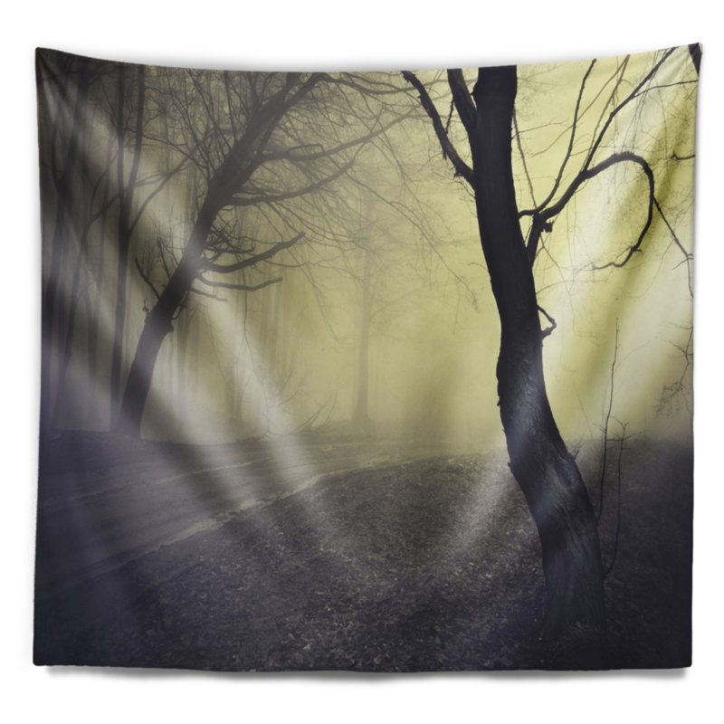 Tapisserie de la forêt automne avec accessoires suspendus en polyester de vieilles allure, H 50 po x l 60 po