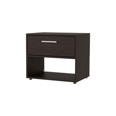 Stained Walnut Nightstand With 1-Drawer