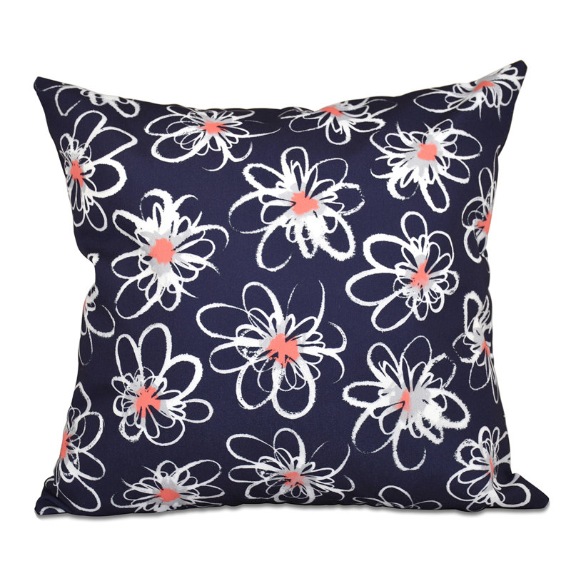 Housse et insert de coussin Botanical Blooms Penelope, Bleu marine, H 18 po x l 18 po