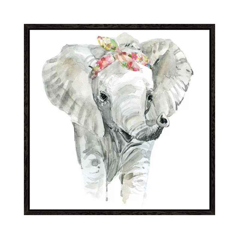 Savannah Elephant by Carol Robinson - Painting on Canvas, Black Framed, 93.98 cm H x 93.98 cm W
