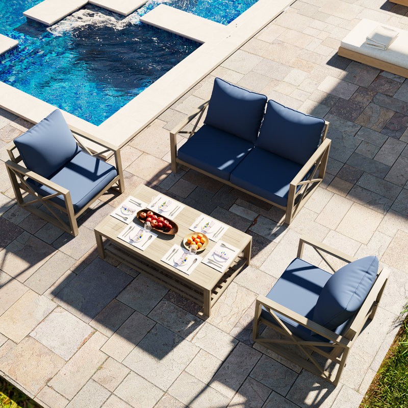 Outdoor 4'' Replacement Cushion Set, Navy