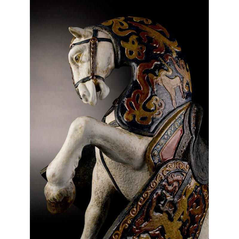 Oriental Horse Statue, Yellow/Brown