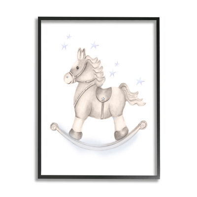 " Gentle Rocking Horse Blue Stars Nursery Playroom " by Studio Q Painting Print